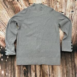 Michael Michael Kors Cotton Blend Ribbed Mock Turtle Neck Sweater Medium Grey